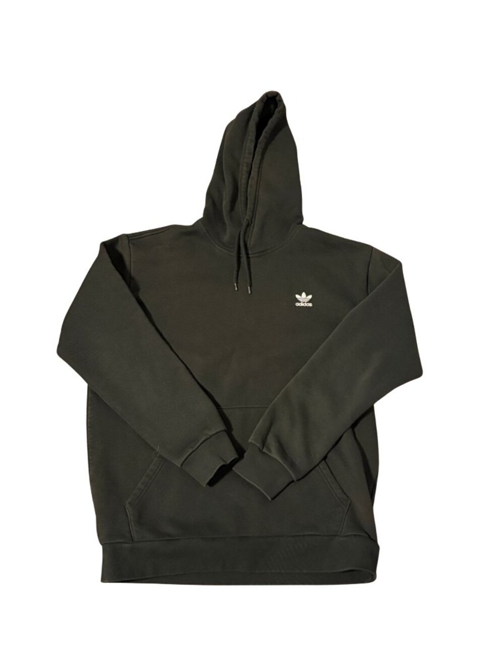 adidas Men’s Black Trefoil Fleece Hoodie Size L Cotton Blend Pullover